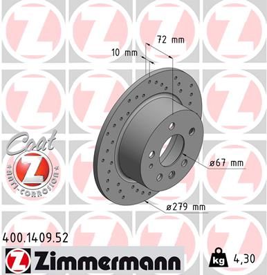 Brake Disc ZIMMERMANN 400.1409.52