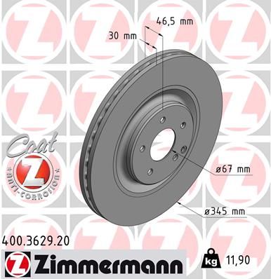 Brake Disc ZIMMERMANN 400.3629.20