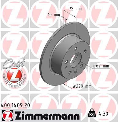 Brake Disc ZIMMERMANN 400.1409.20