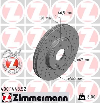 Brake Disc ZIMMERMANN 400.1443.52