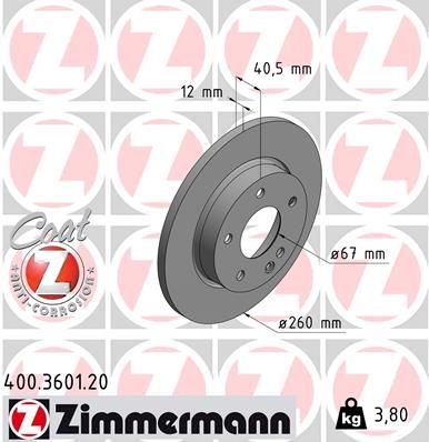 ZIMMERMANN 400.3601.20 Brake Disc