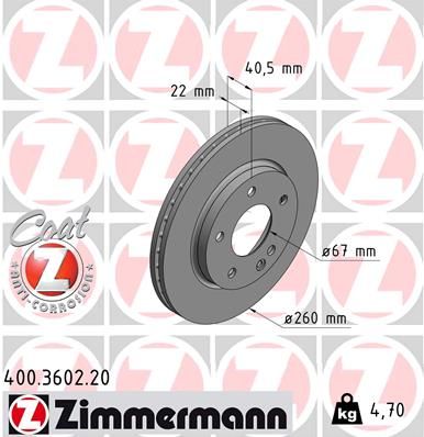 Brake Disc ZIMMERMANN 400.3602.20