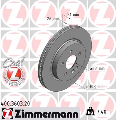 Brake Disc ZIMMERMANN 400.3603.20