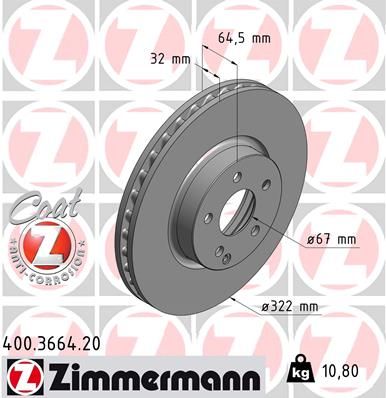 Brake Disc ZIMMERMANN 400.3664.20