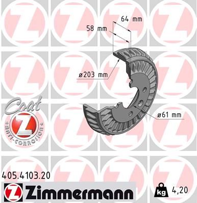 Brake Drum ZIMMERMANN 405.4103.20