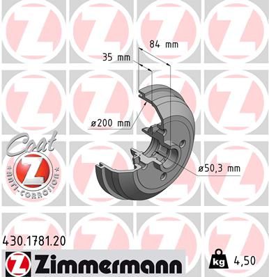 ZIMMERMANN 430.1781.00 Brake Drum