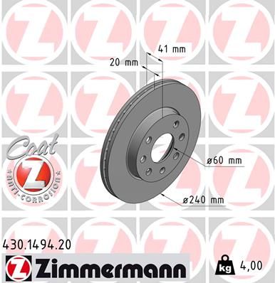 Brake Disc ZIMMERMANN 430.1494.20