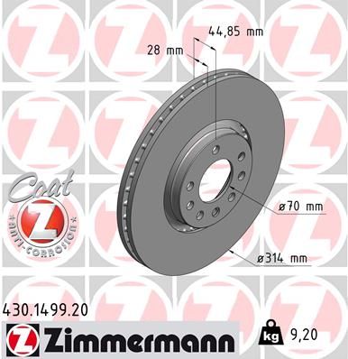 ZIMMERMANN 430.1499.20 Brake Disc