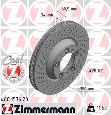 Brake Disc ZIMMERMANN 460.1576.20