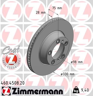 Brake Disc ZIMMERMANN 460.4508.20