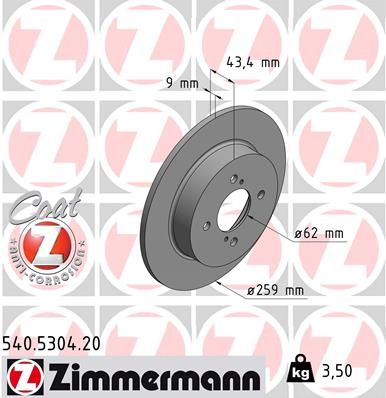 Brake Disc ZIMMERMANN 540.5304.20