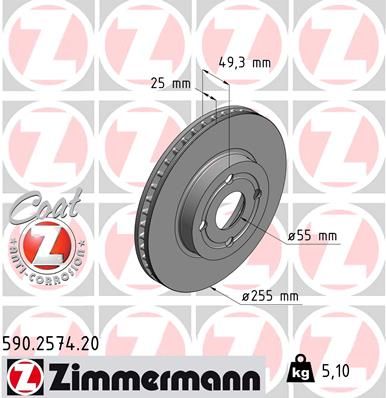 Brake Disc ZIMMERMANN 590.2574.20