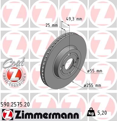 Brake Disc ZIMMERMANN 590.2575.20