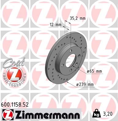 Brake Disc ZIMMERMANN 600.1158.52