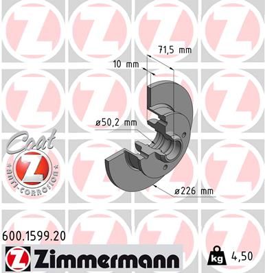 Brake Disc ZIMMERMANN 600.1599.20