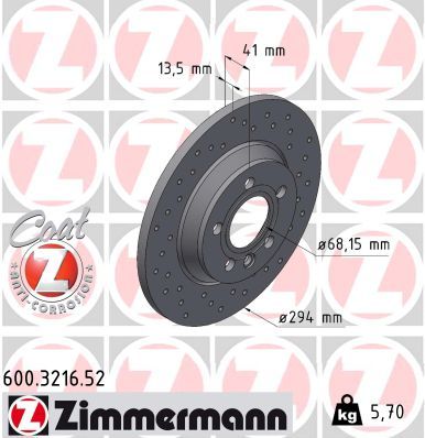 Brake Disc ZIMMERMANN 600.3216.52