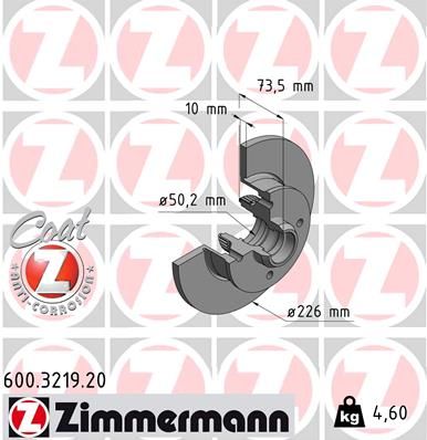Brake Disc ZIMMERMANN 600.3219.20