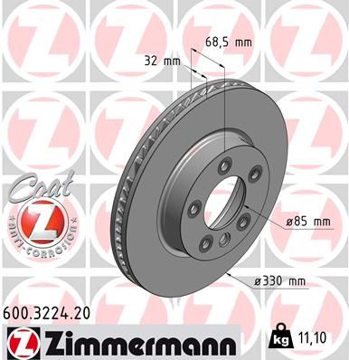 Brake Disc ZIMMERMANN 600.3224.20